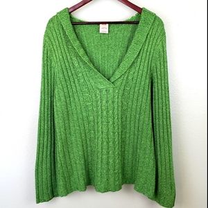 Plus Size Hooded Green Sweater